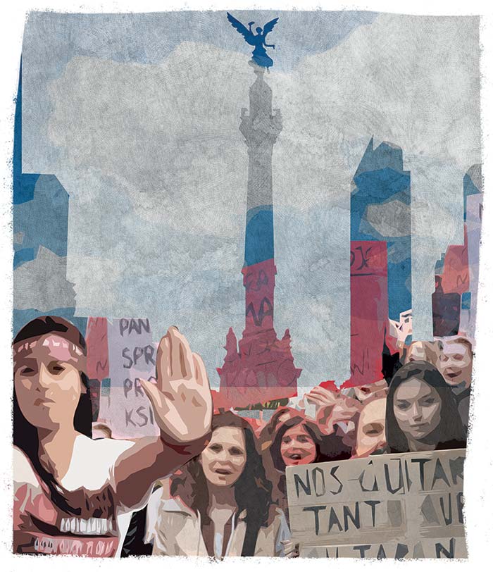 Mexicanas al glitter de guerra: Protesta, diamantina, espacio público y educación